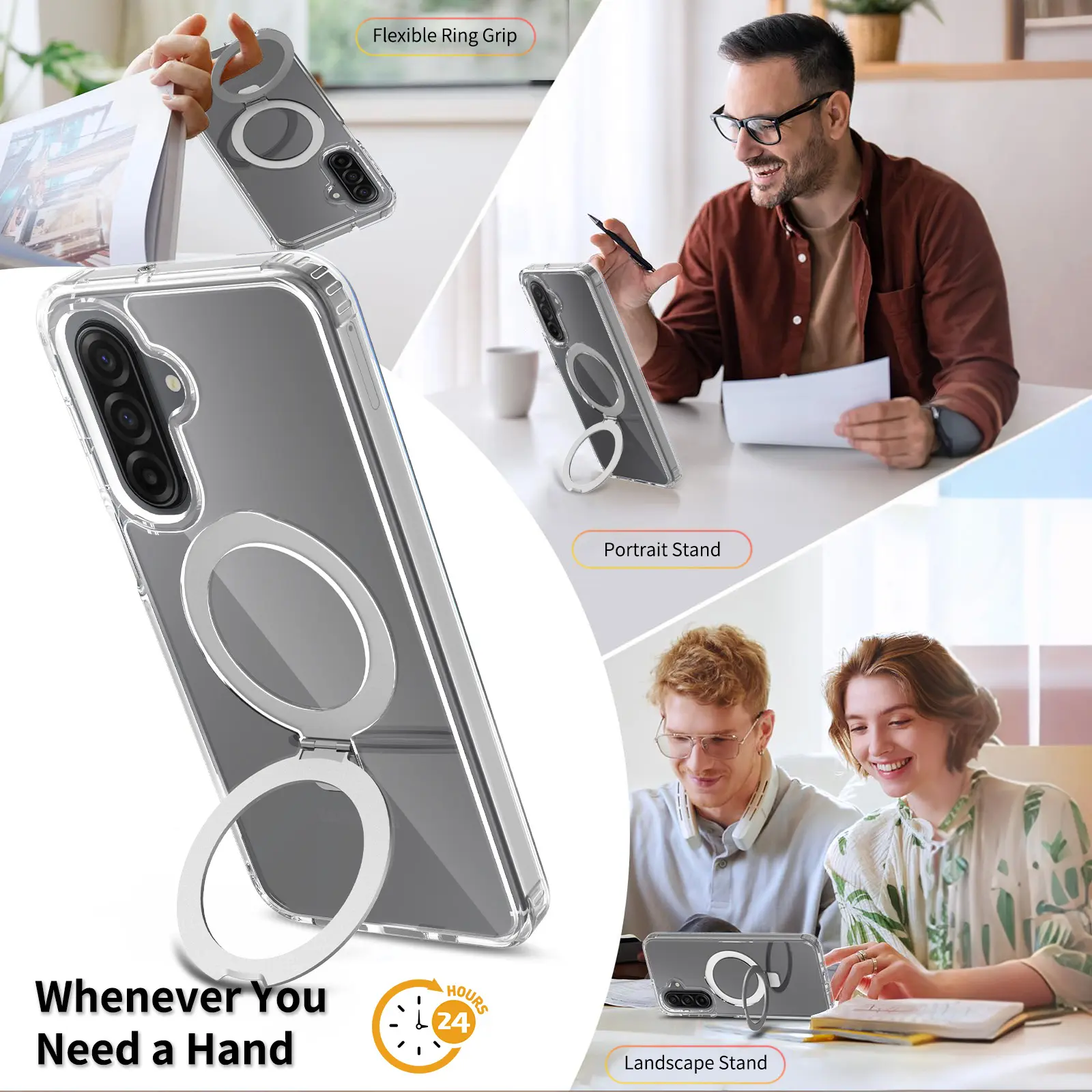 Hybridskal MagSafe Ring Samsung Galaxy A18 Genomskinlig