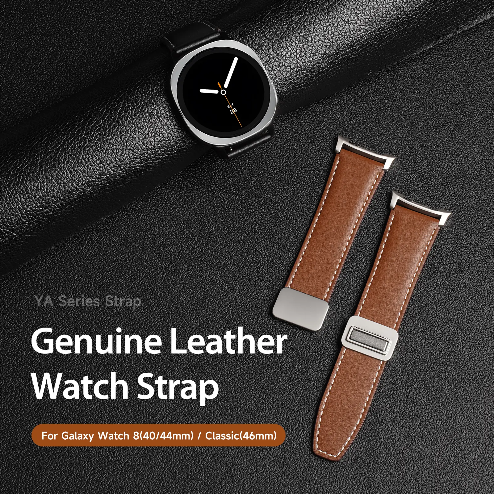 Läderarmband Samsung Galaxy Watch 8 44mm Brun