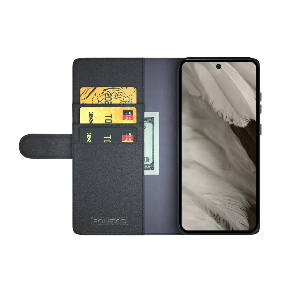 Äkta Läderfodral Google Pixel 7a Svart