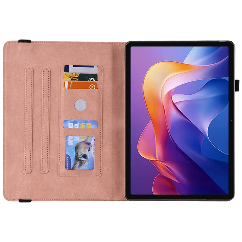 Läderfodral Fjärilar Xiaomi Redmi Pad 2 Rosa