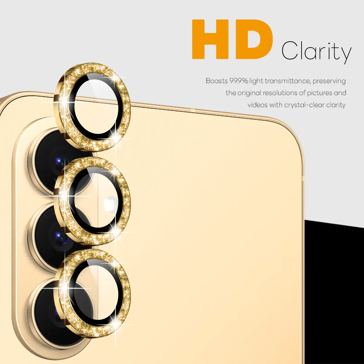 Linsskydd Glitter Härdat Glas Samsung Galaxy S26 Guld