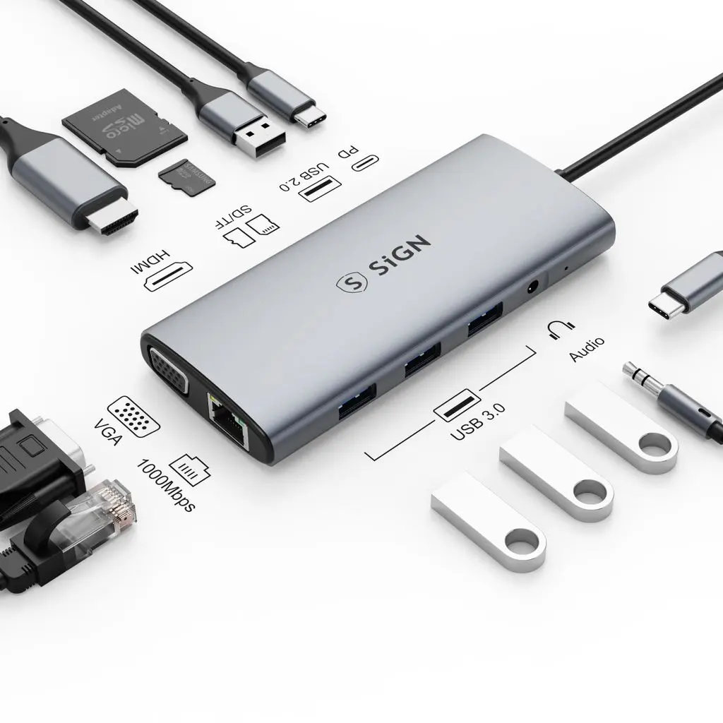 11-i-1 Hub USB-C till Multiport Silver