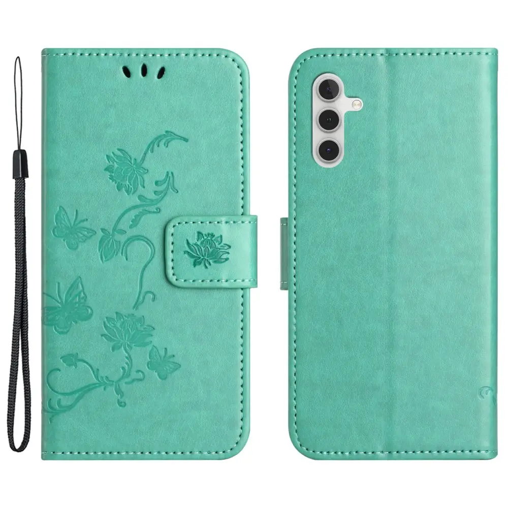 Läderfodral Fjärilar Samsung Galaxy A35 Grön
