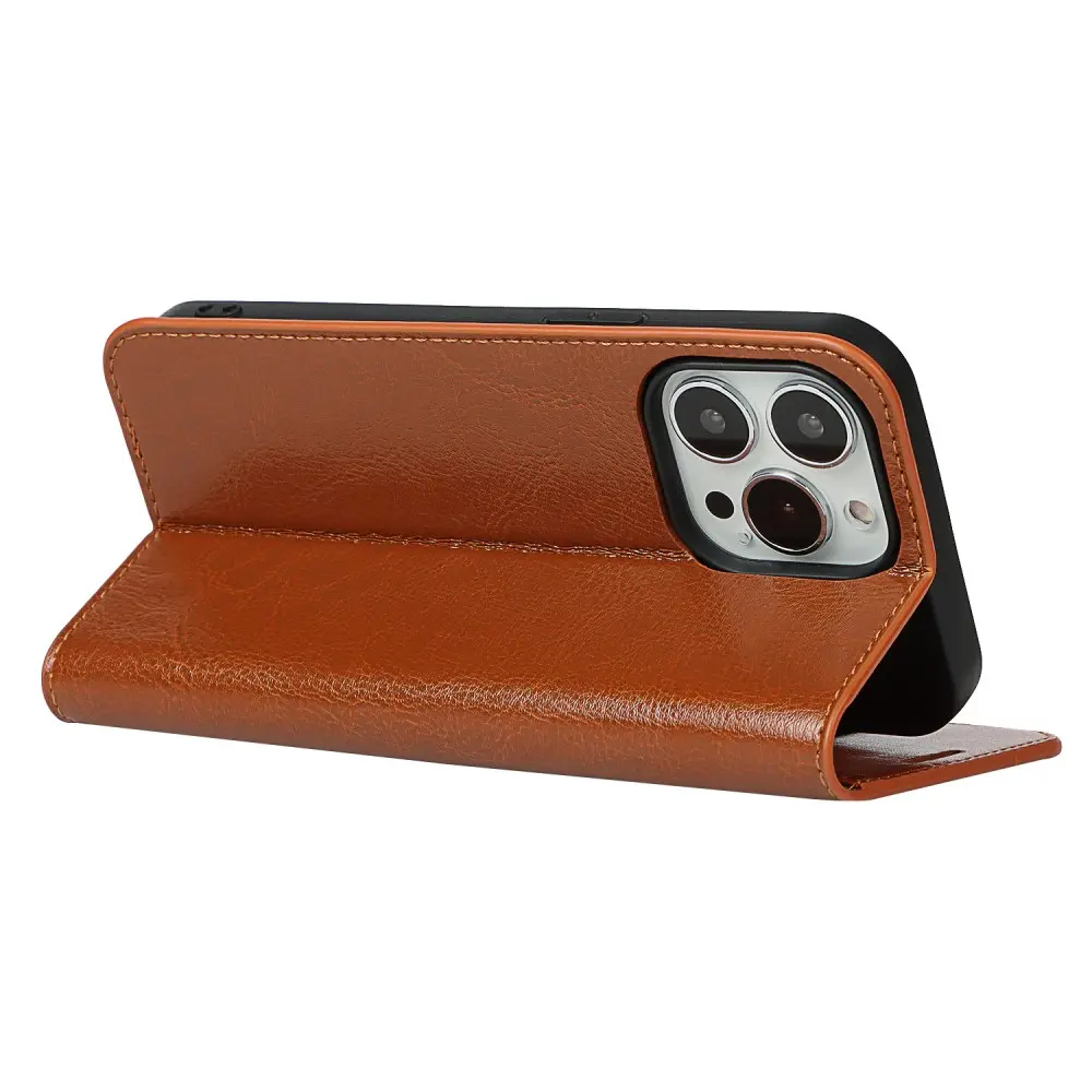 Mobilfodral Äkta Läder iPhone 12/iPhone 12 Pro Brun
