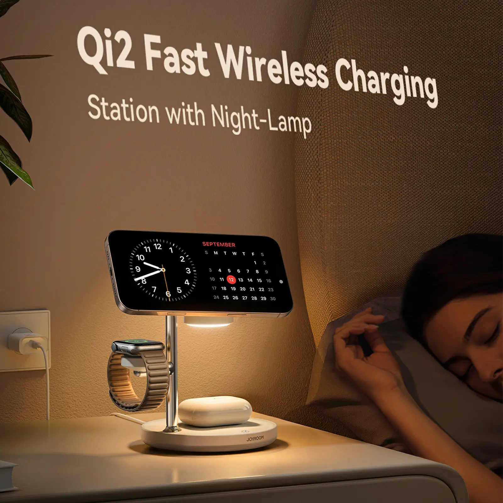 4-in-1 Magnetisk Trådlös Laddningsstation Qi2 Vit