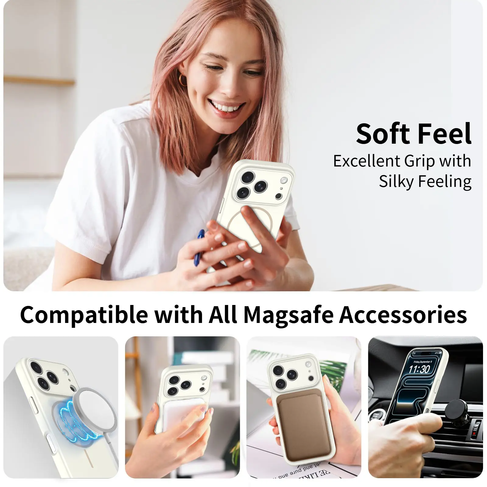 MagSafe-skal SoftArmor iPhone 18 Pro Beige