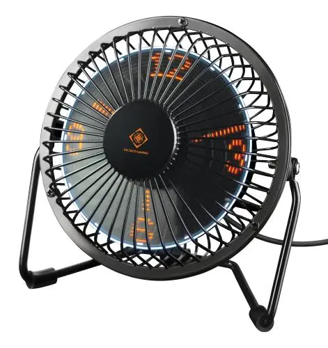 Bordventilator med ur, Sort