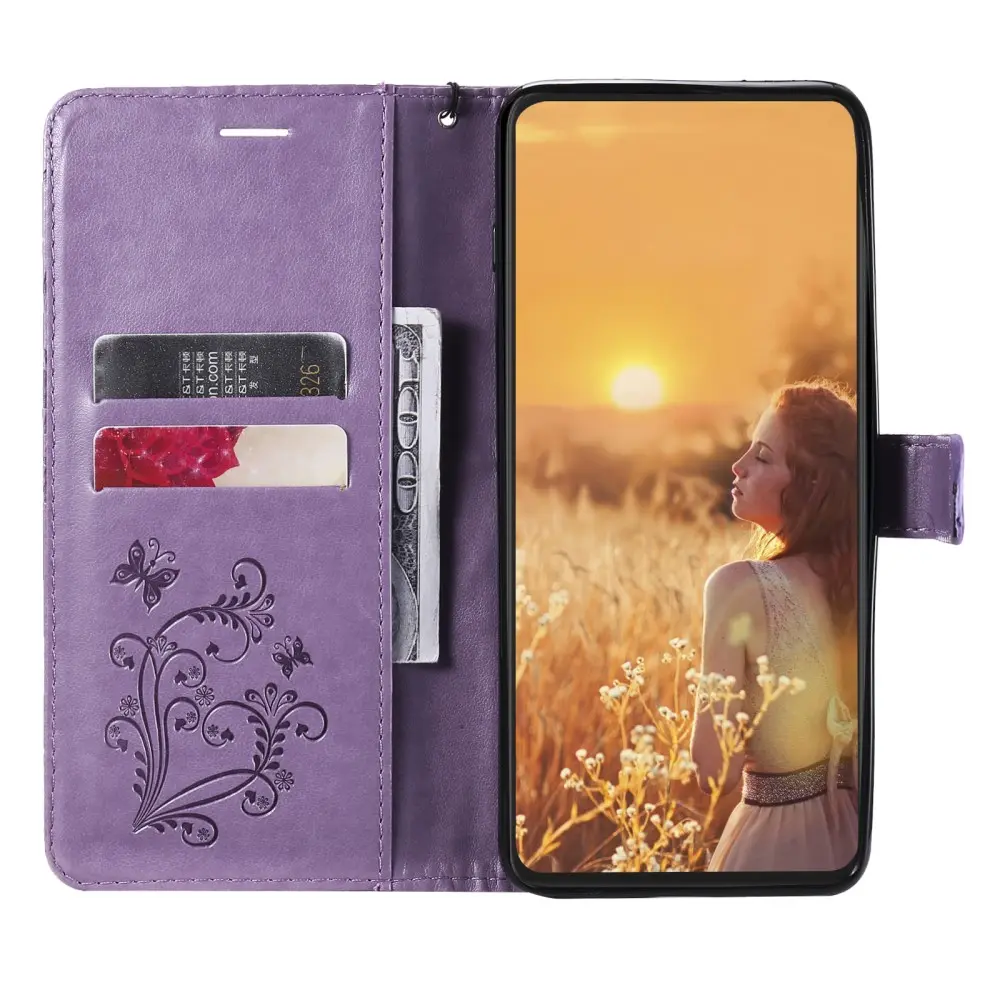 Läderfodral Fjärilar iPhone 13 Lila