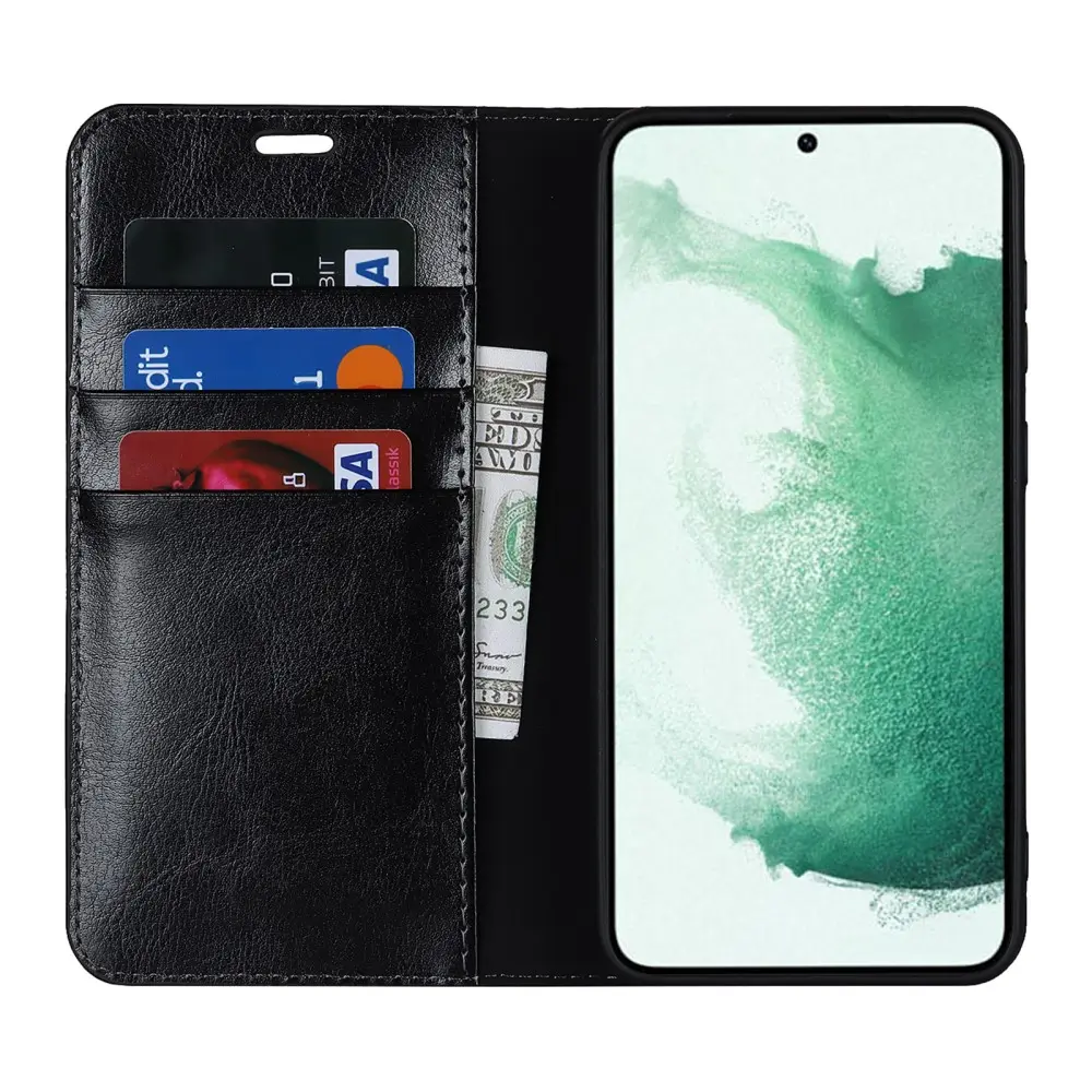 Mobilfodral Äkta Läder Samsung Galaxy S23 Plus Svart