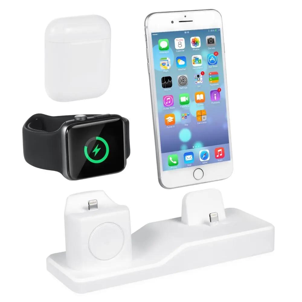 Laddningsställ 3-i-1 Apple AirPods/Watch/iPhone vit