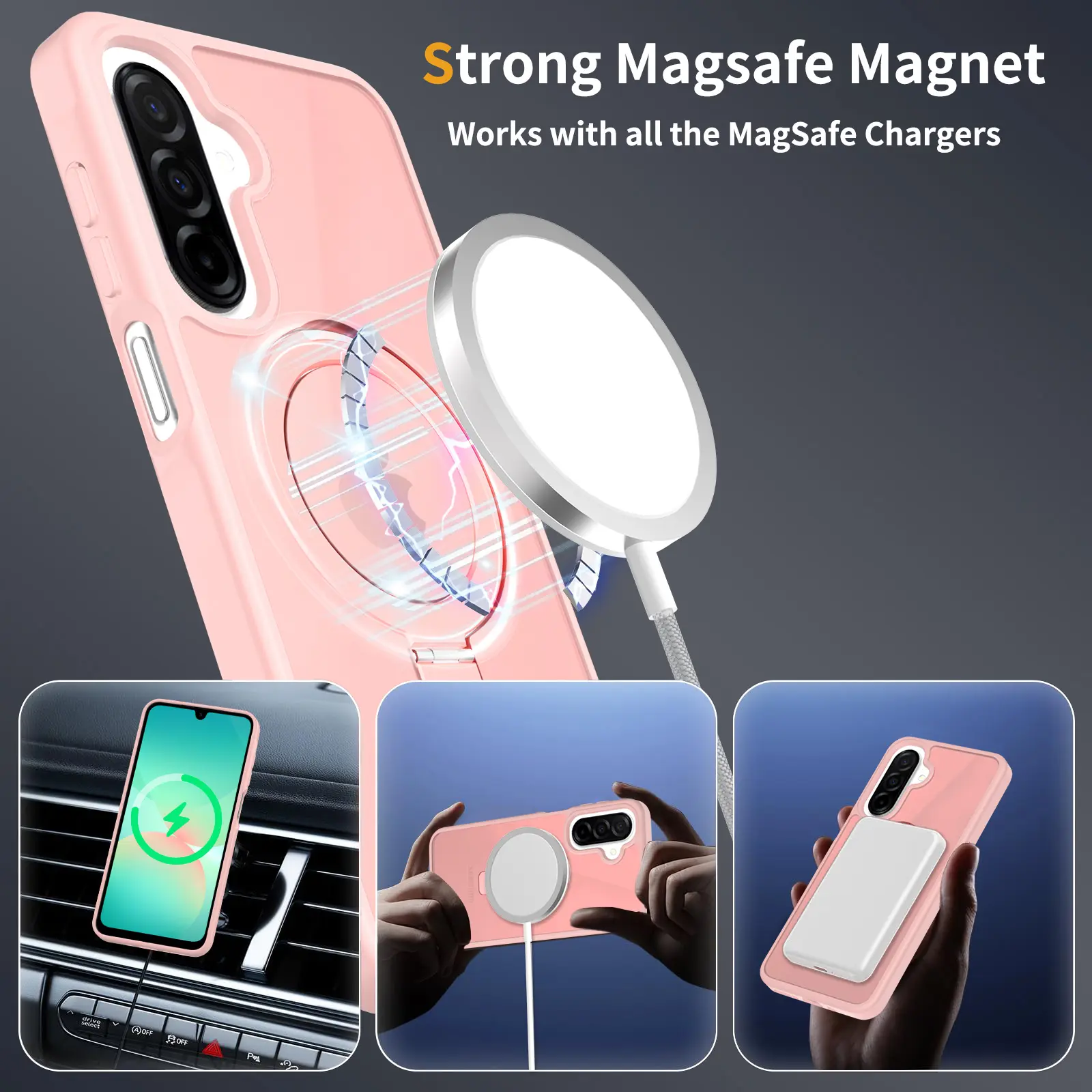 Hybridskal Magnetic Ring Samsung Galaxy A26 Rosa