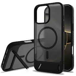 iPhone 16 Pro Max Magneettinen hybridisuojakuori integroidulla tuella, Musta