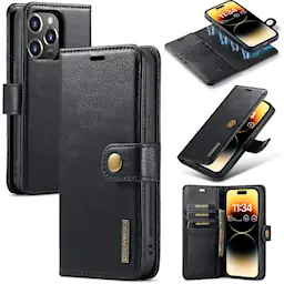 iPhone 14 Pro Max Lommeboketui med avtakbart deksel, Black