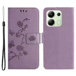 Lærveske Sommerfugler Xiaomi Redmi Note 13 4G Lilla