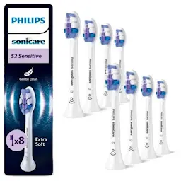 Sonicare S2 Sensitive 8-pack børstehoveder HX6058/87, Hvid