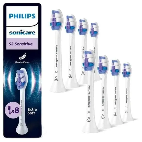 Sonicare S2 Sensitive 8-pack borsthuvuden HX6058/87, Vit