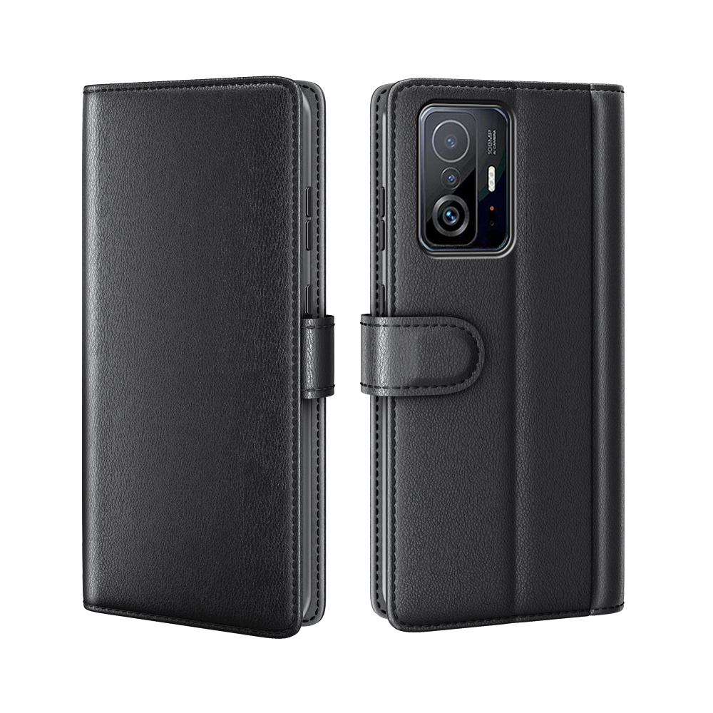 Ekte Lærveske Xiaomi 11T/11T Pro Svart - Stilfullt lommeboketui med plass for sedler og kort