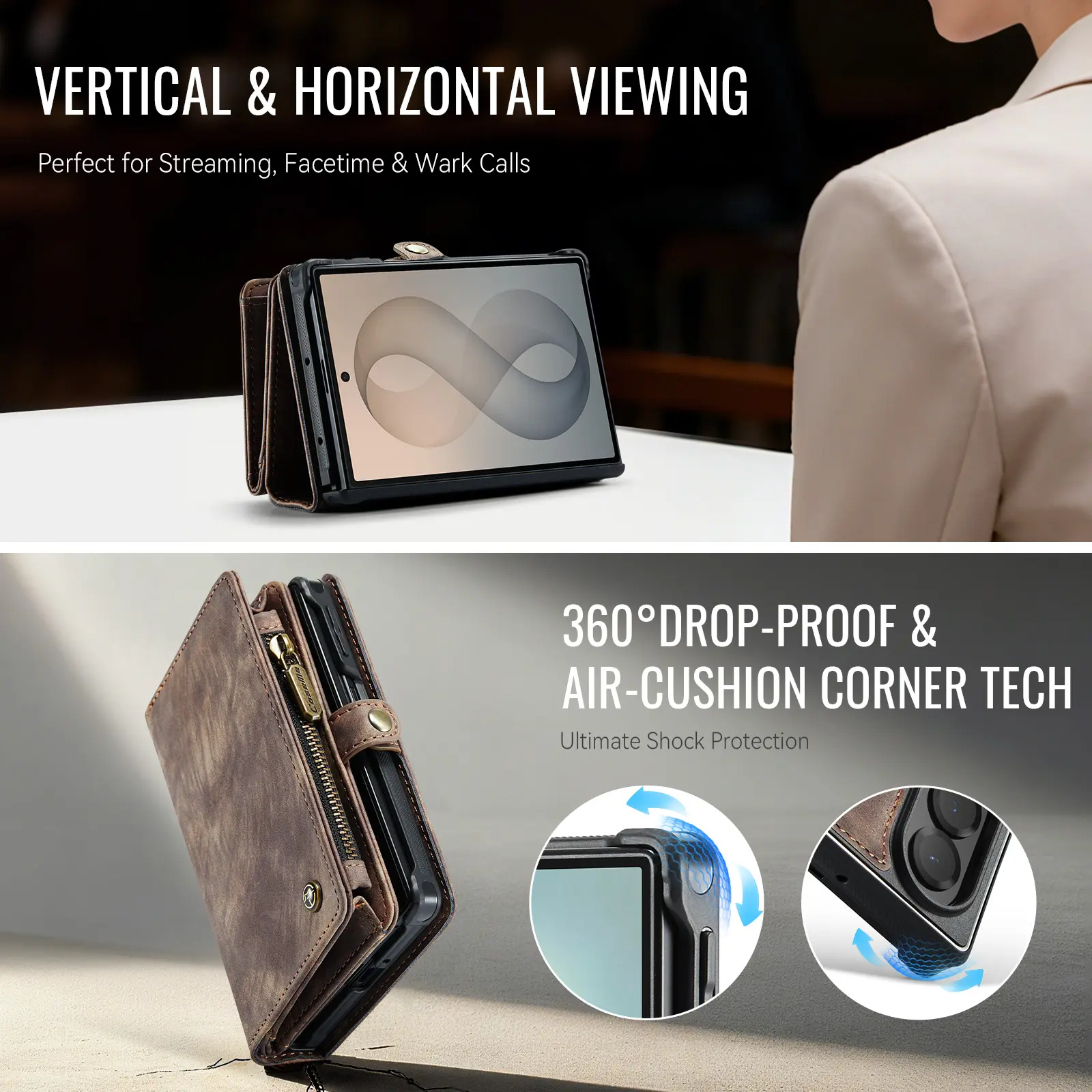 Multi-slot Plånboksfodral Samsung Galaxy Z Fold 8 Brun