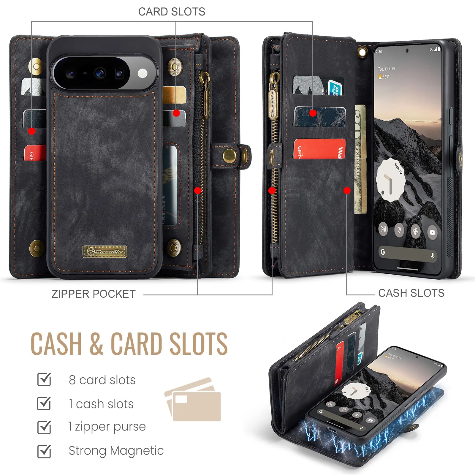 Multi-slot Plånboksfodral Google Pixel 11 Grå