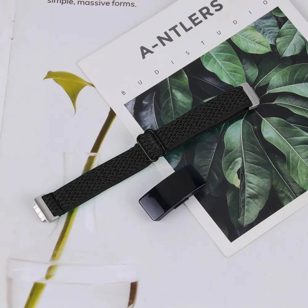 Vävd Elastiskt Nylonarmband Fitbit Inspire 3 svart