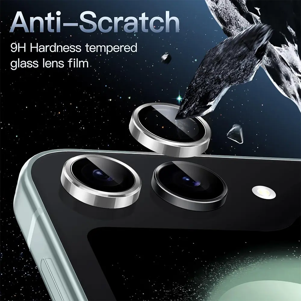 Linsskydd Aluminium + Härdat Glas Samsung Galaxy Z Flip 8 Svart