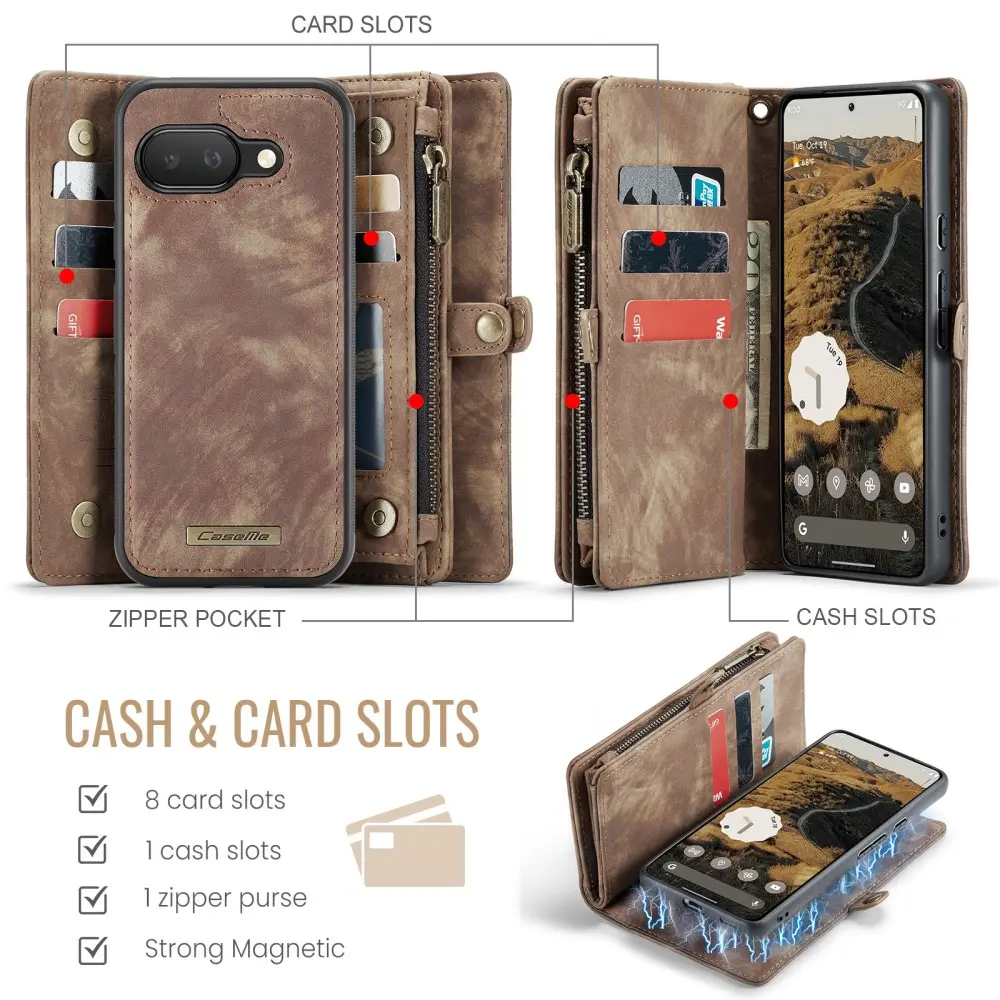 Multi-slot Plånboksfodral Google Pixel 9a Brun