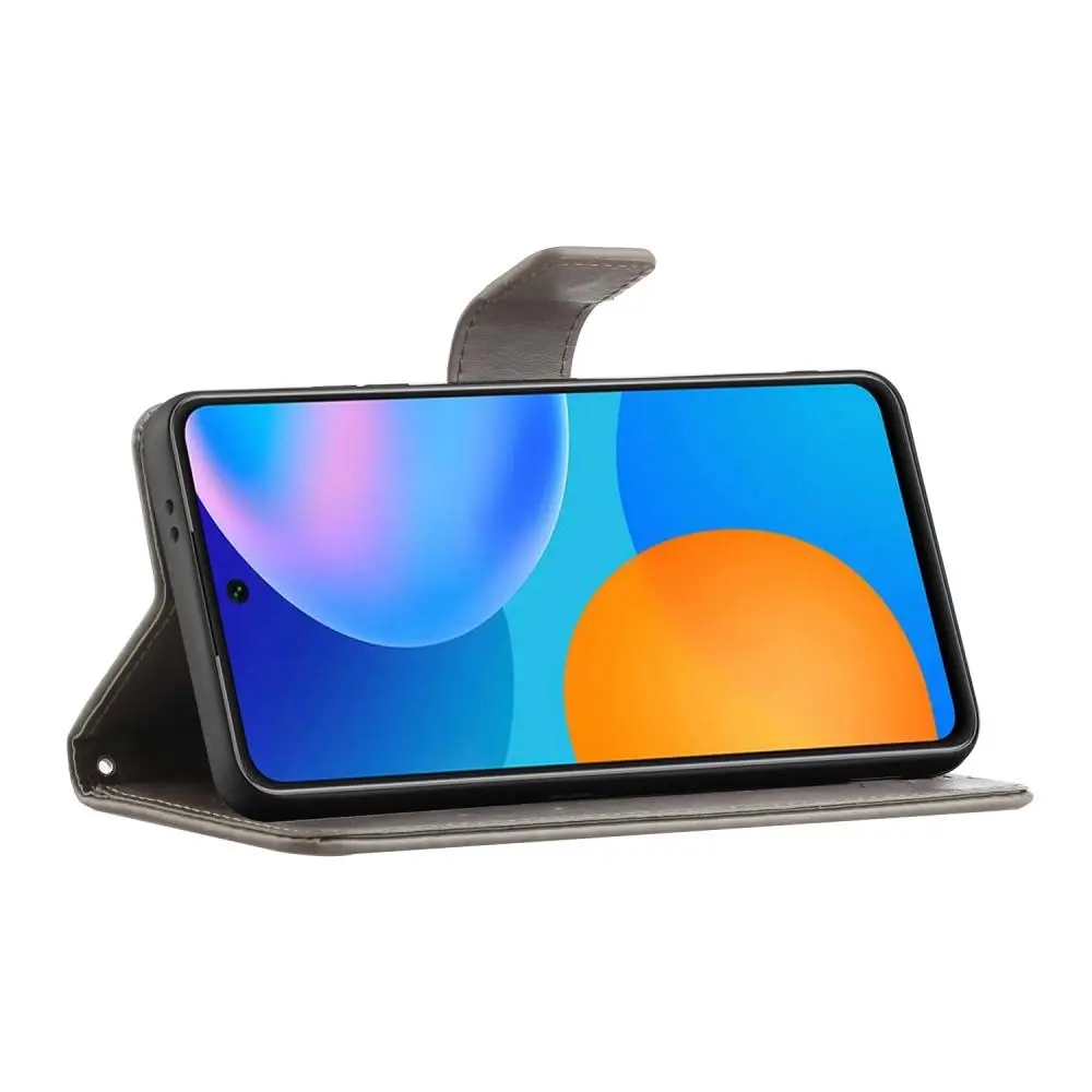 Läderfodral Fjärilar Samsung Galaxy A52 5G Grå