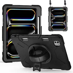 Apple iPad Pro 11 6th Gen (2025) Robust hybridskal med skulderrem Sort