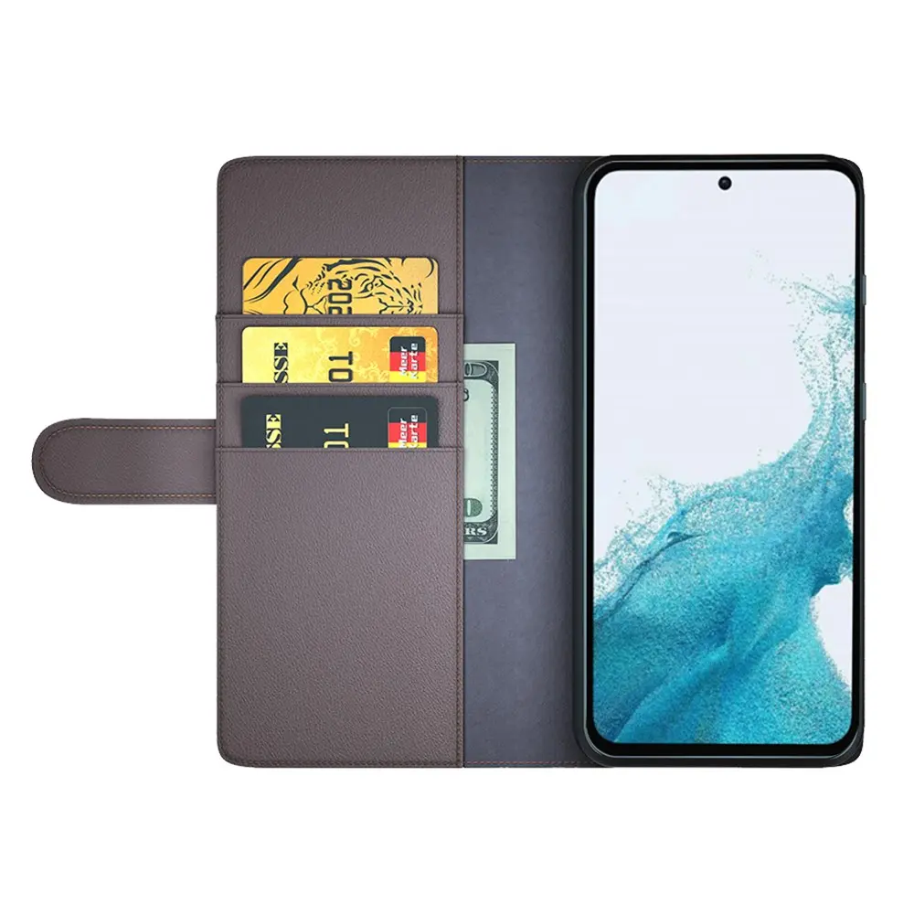 Äkta Läderfodral Samsung Galaxy A54 Brun