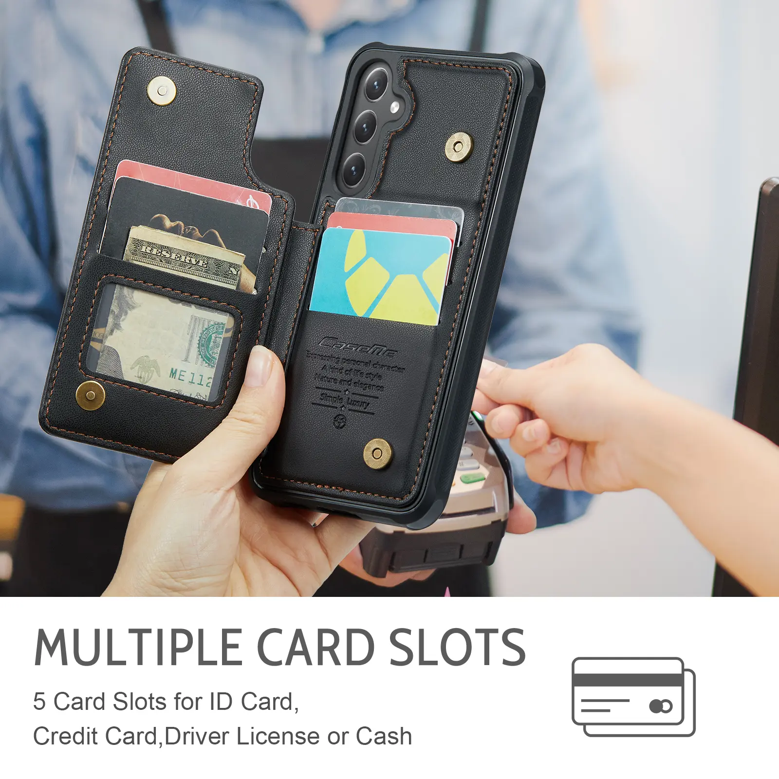 Plånboksskal RFID-skydd Samsung Galaxy S25 FE svart