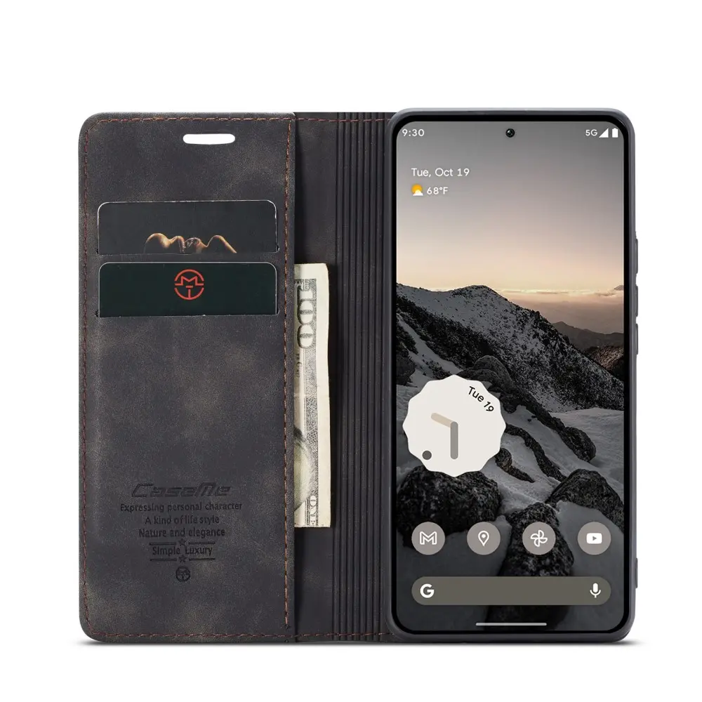 Slim Plånboksfodral Google Pixel 9a Svart