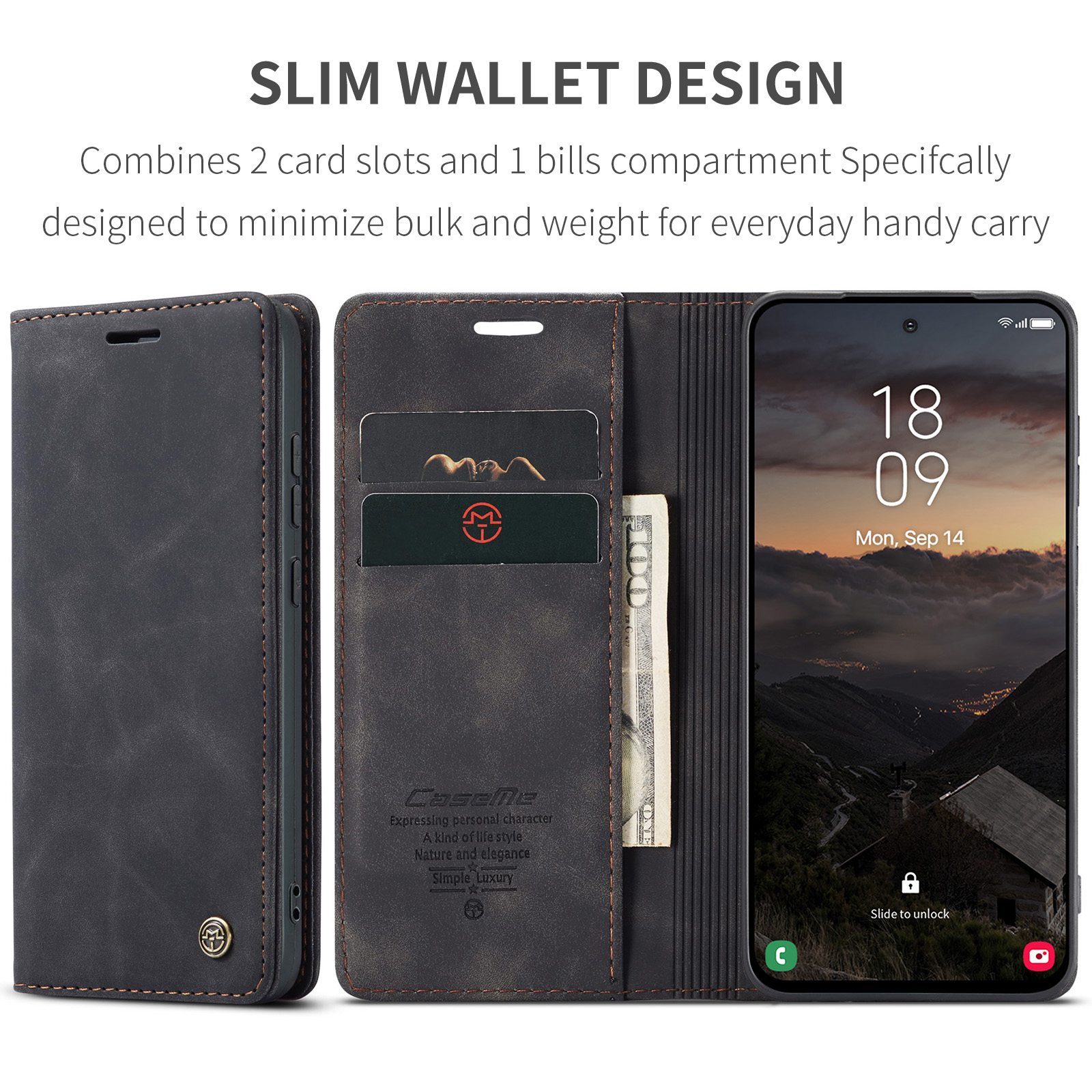 Slim Plånboksfodral Samsung Galaxy S26 Svart