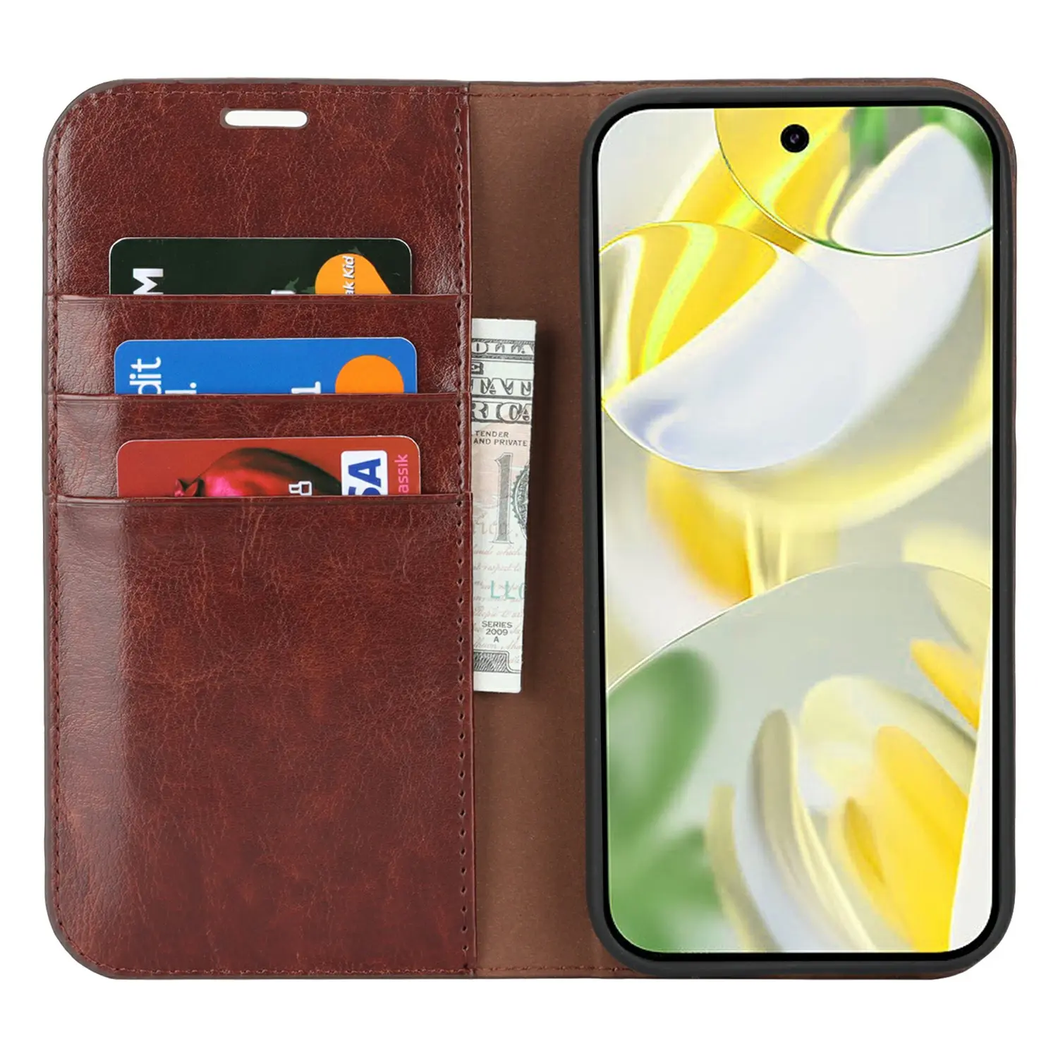 Mobilfodral Äkta Läder Google Pixel 10 Pro XL Mörkbrun
