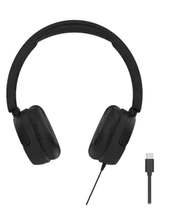 Vikbara On-ear hörlurar USB-C Svart