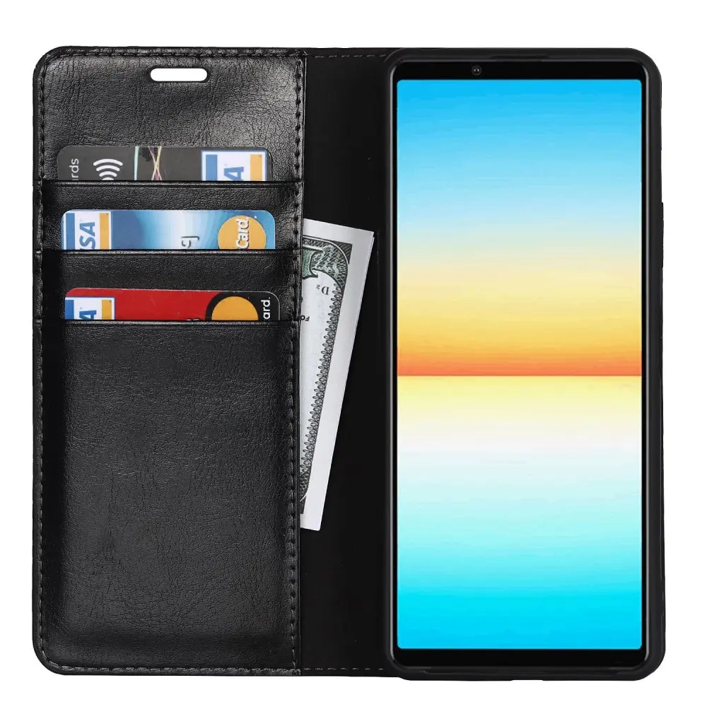 Mobilfodral Äkta Läder Sony Xperia 10 IV Svart
