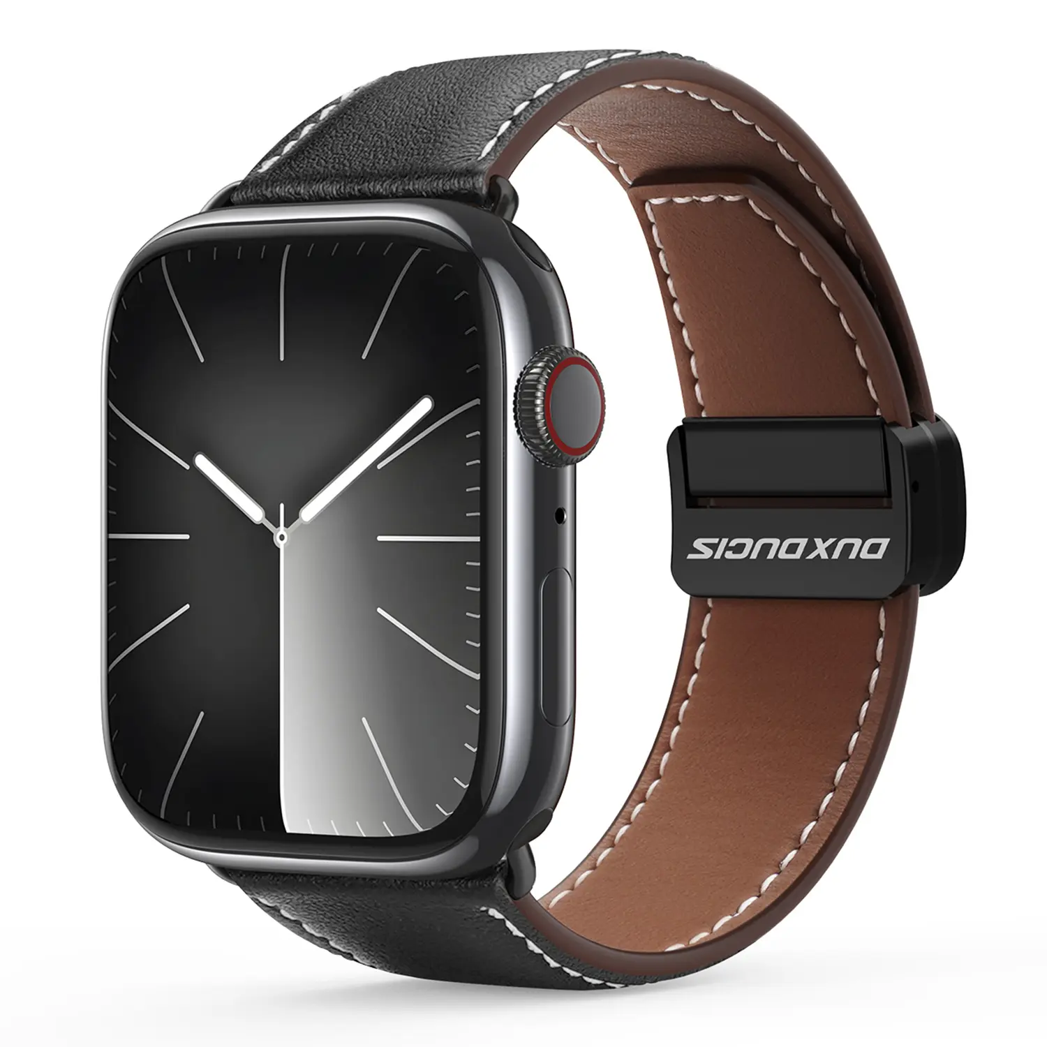 Læderrem Apple Watch Series 7 45mm Sort