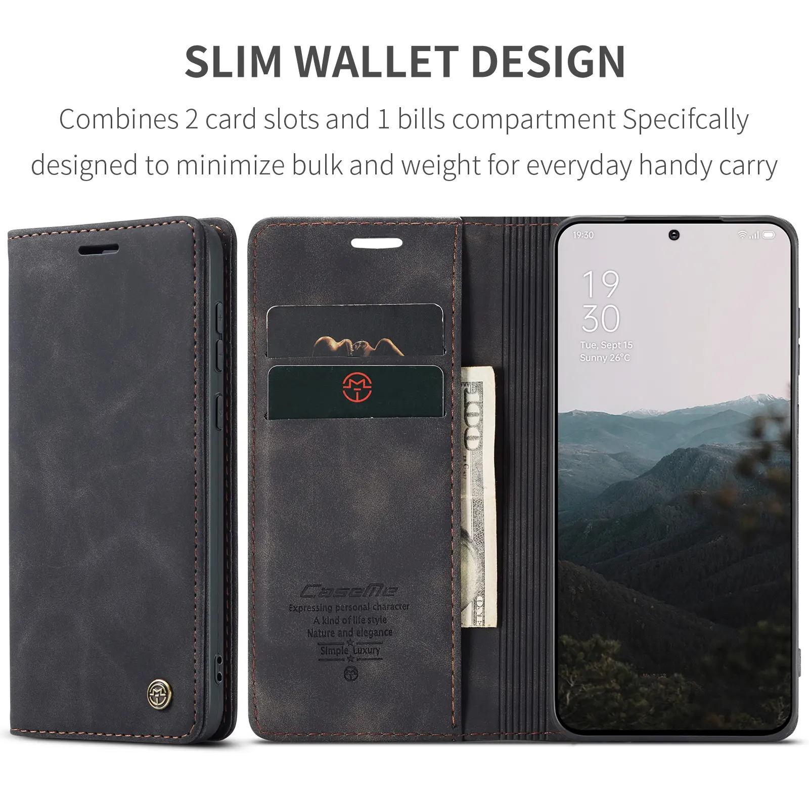 Slim Plånboksfodral  OnePlus 15 Svart