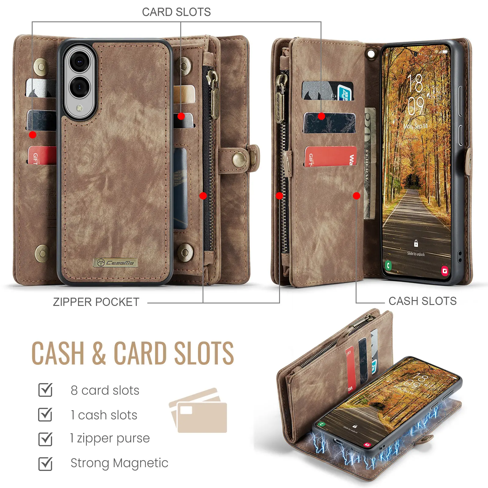 Multi-slot Plånboksfodral Samsung Galaxy S25 Edge Brun
