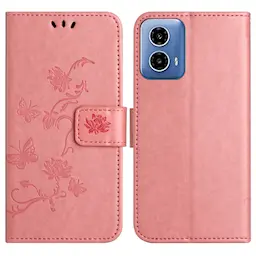 Motorola Moto G35 Mobilfodral med fjärilar, Rosa