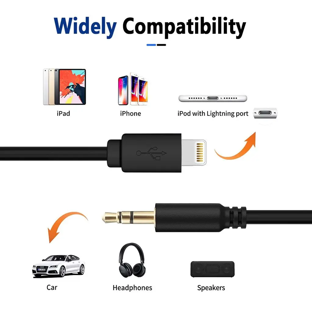 Ljudkabel Lightning till AUX 3.5mm 1m Svart