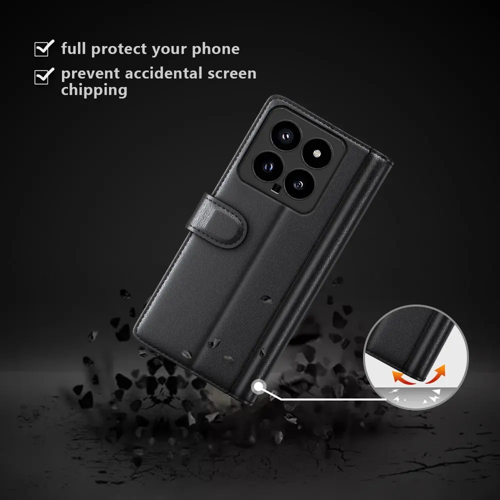 Äkta Läderfodral Xiaomi 14 Svart