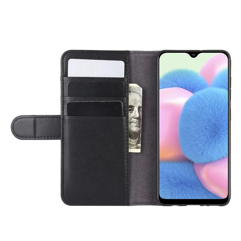 Äkta Läderfodral Samsung Galaxy A41 Svart