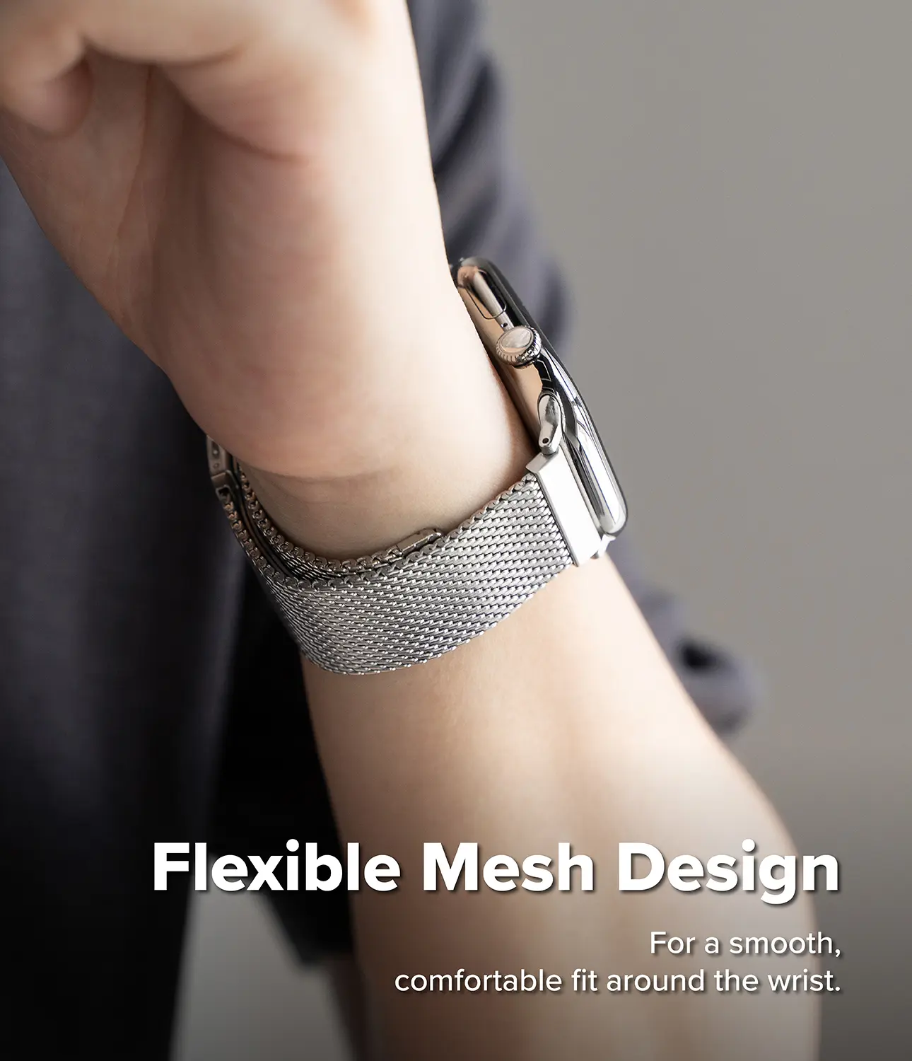 Metal One Mesh Armband Apple Watch Series 7 45mm Silver