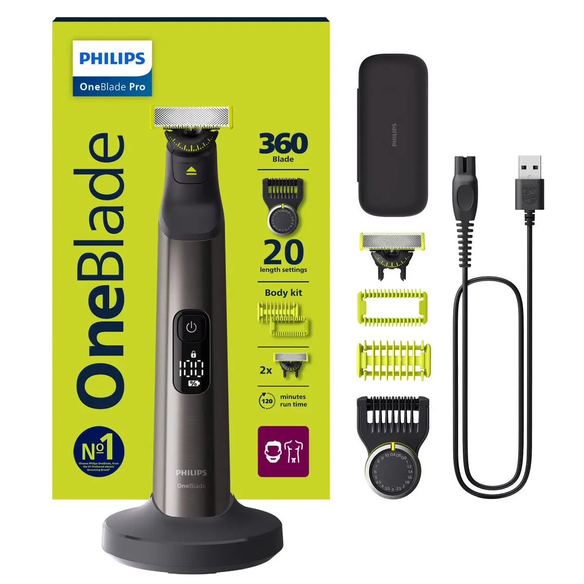 OneBlade Pro 360 ansikts- og kroppstrimmer QP6652/61