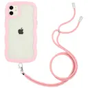 Wavy Edge Kuori kaulahihnalla iPhone 11 vaaleanpunainen