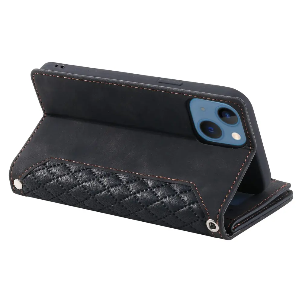 Plånboksväska iPhone 13 Quilted Svart