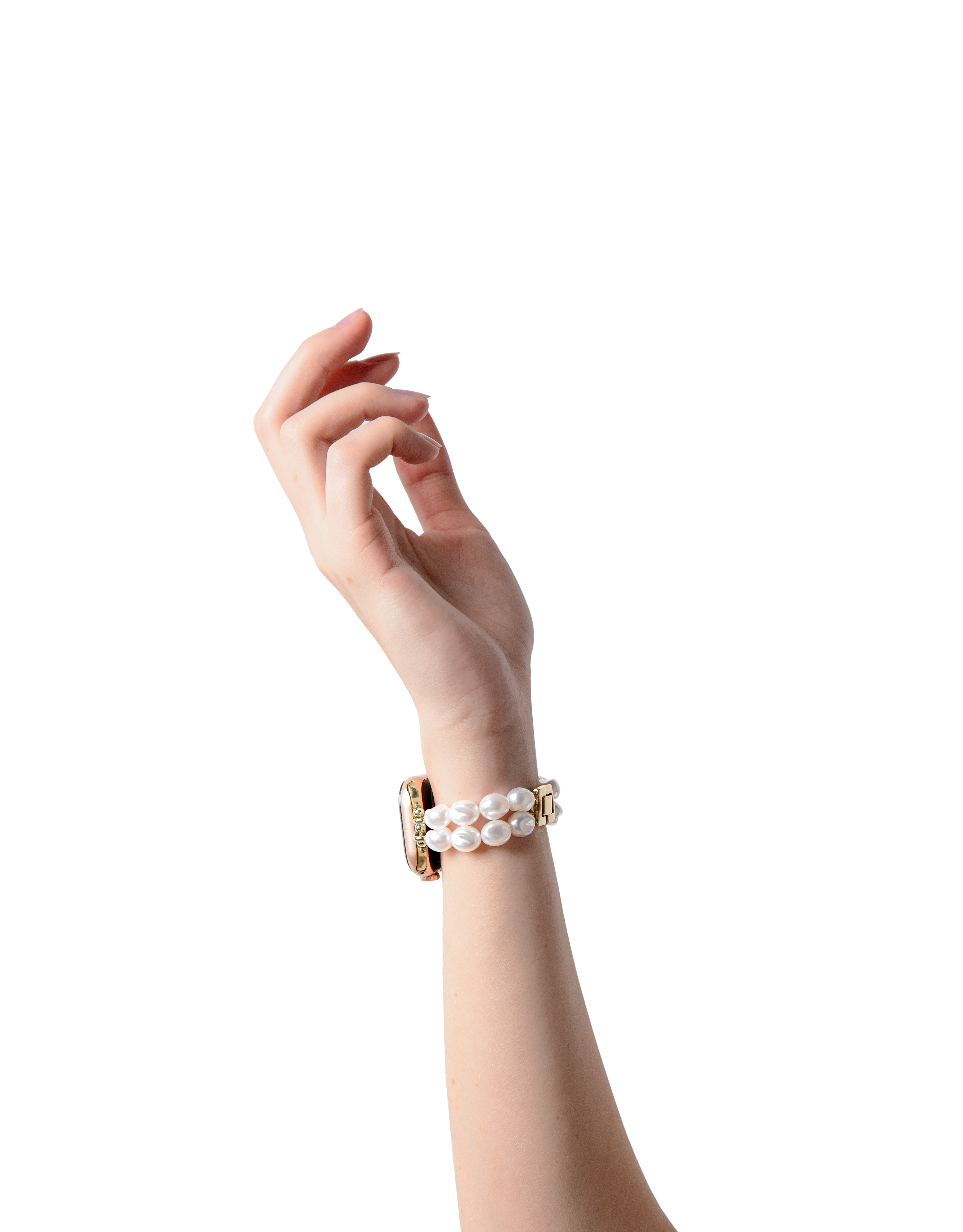 Beaded Watch Band  Apple Watch Series 8 41mm Classy White Pearl