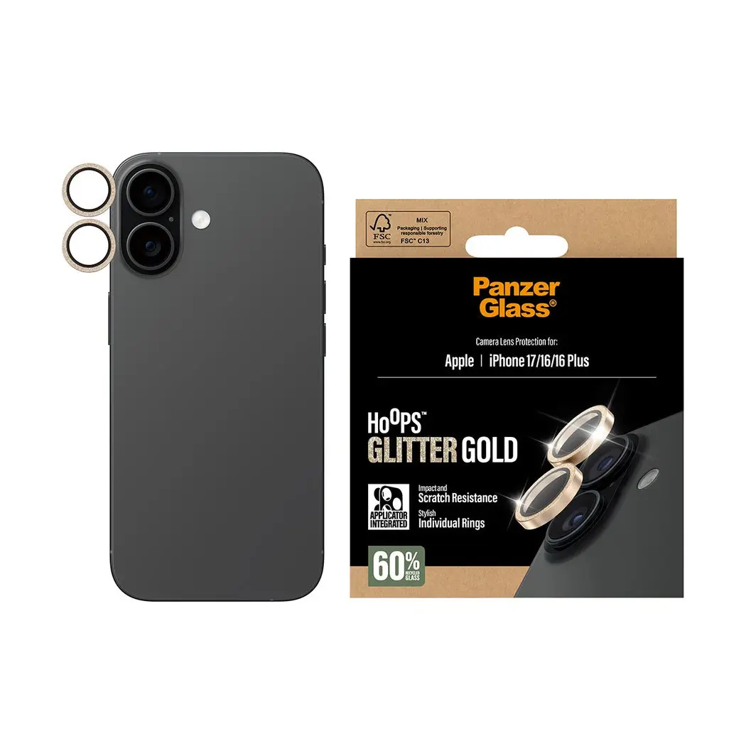 iPhone 17 Hoops Camera Lens Protector Glitter Gold