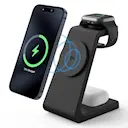 Modern 3-i-1 Qi2 Trådløs Magnetisk Ladebase sort