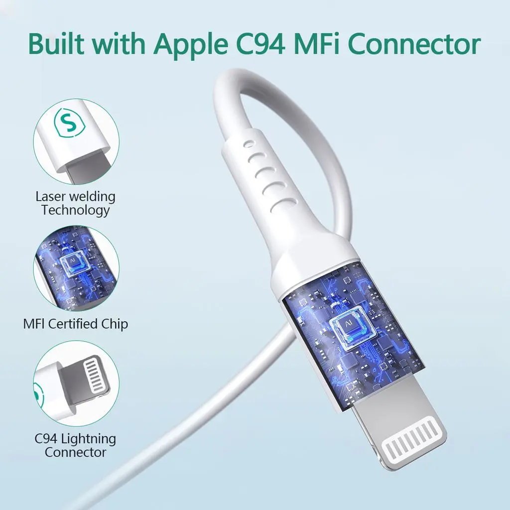 USB-C till Lightning-kabel 60W 2m Vit